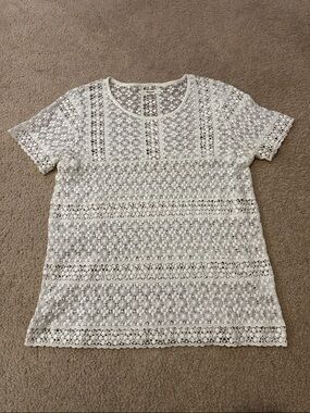 Madewell Women’s Cream Crochet Lace Short Sleeve Top
